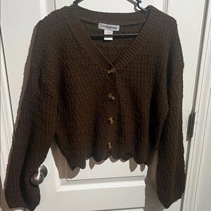 NWOT Cotton Emporium Brown cardigan Sweater
